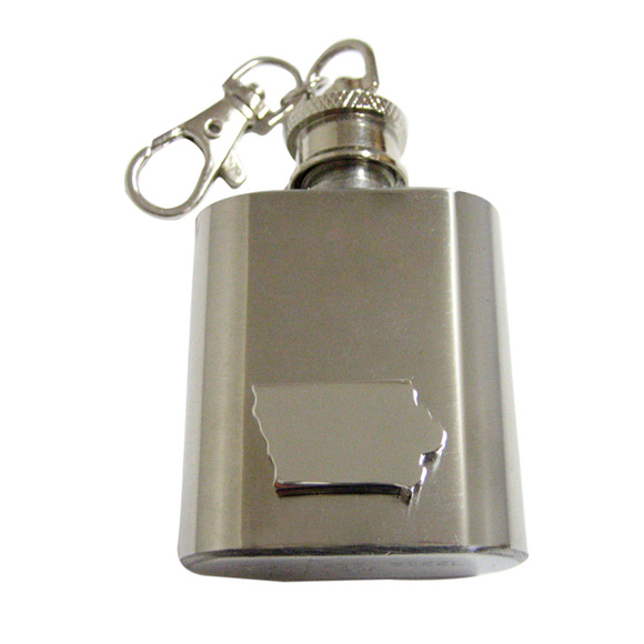 Iowa State Map Shape 1oz Keychain Flask - Picture 1 of 1